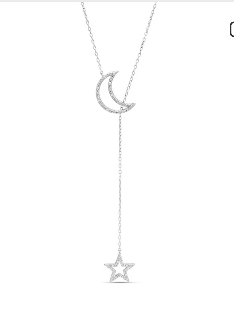 Sterling Silver Moon & Star Lariat Necklace - Silver
